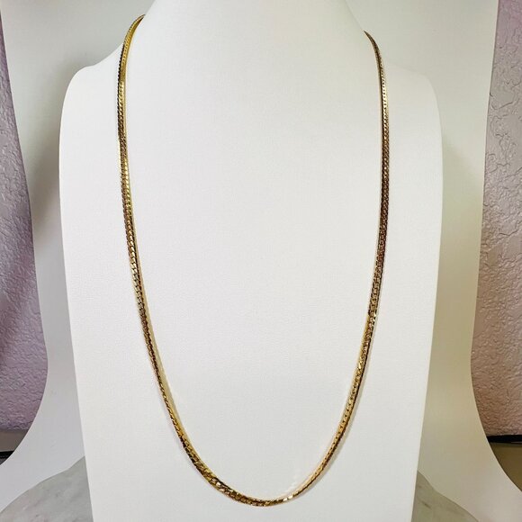 Vtg '55 UnisexTextured Flat Chain Necklace 28" Length 3.42mm Trifari@ Trifanium - Picture 9 of 9